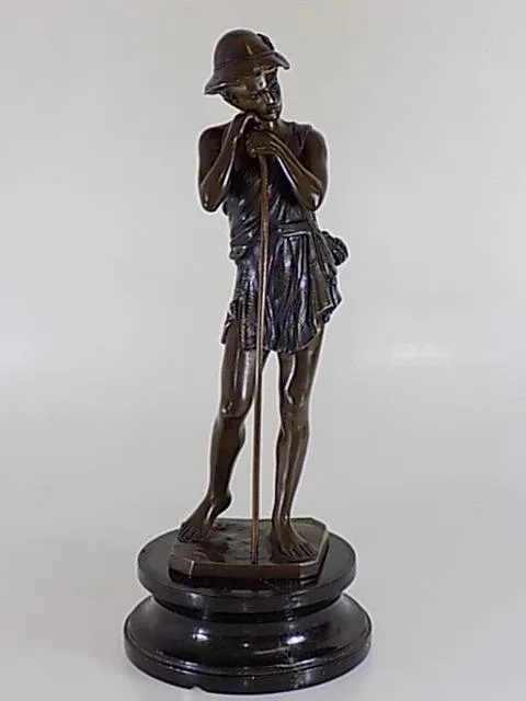 Original Jugendstil Bronze Figur Hirte Sign.Otto Hoffmann Berlin Skulptur 20.Jhd