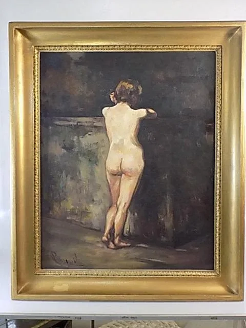 WUNDERSCHÖNES ÖLGEMÄLDE WEIBLICHER AKT NUDE SIGN. GOLDENER HOLZRAHMEN 20.JHD