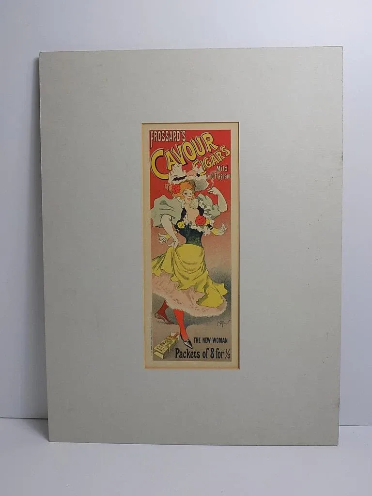 Original Jugendstil Frossard`S Cavour Cigars Plakat Werbung Farblithographie