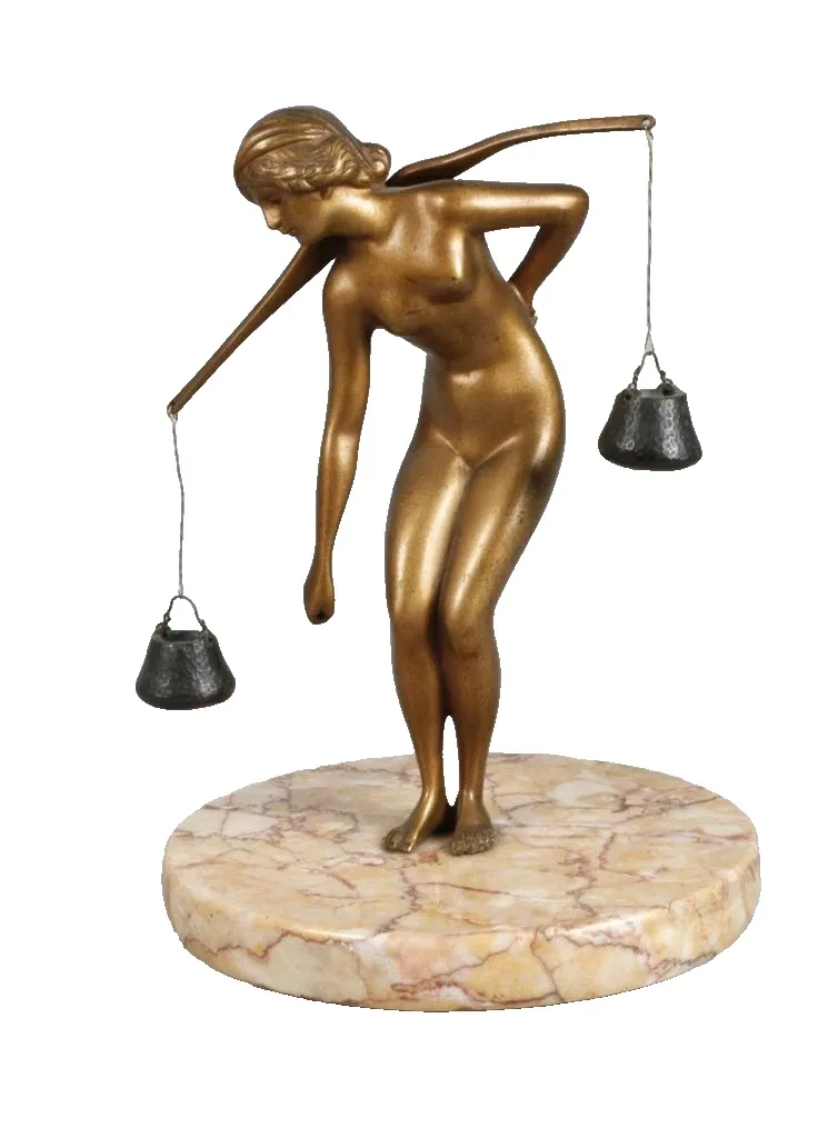 Jugendstil Figur Bronze Wasserträgerin Weiblicher Akt Franz Iffland um 1900