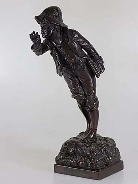 Original Jugendstil WMF Galvanoplastik Bronze Raucher Figur Skulptur 20.Jhd