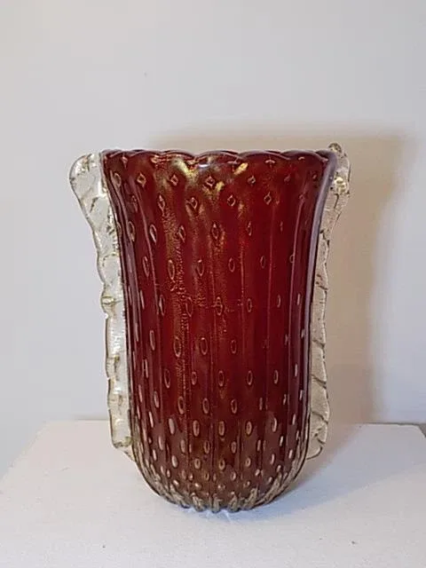 Art Glass Vintage Murano Vase Barovier & Toso Corodonato D`oro Design 20.Jhd