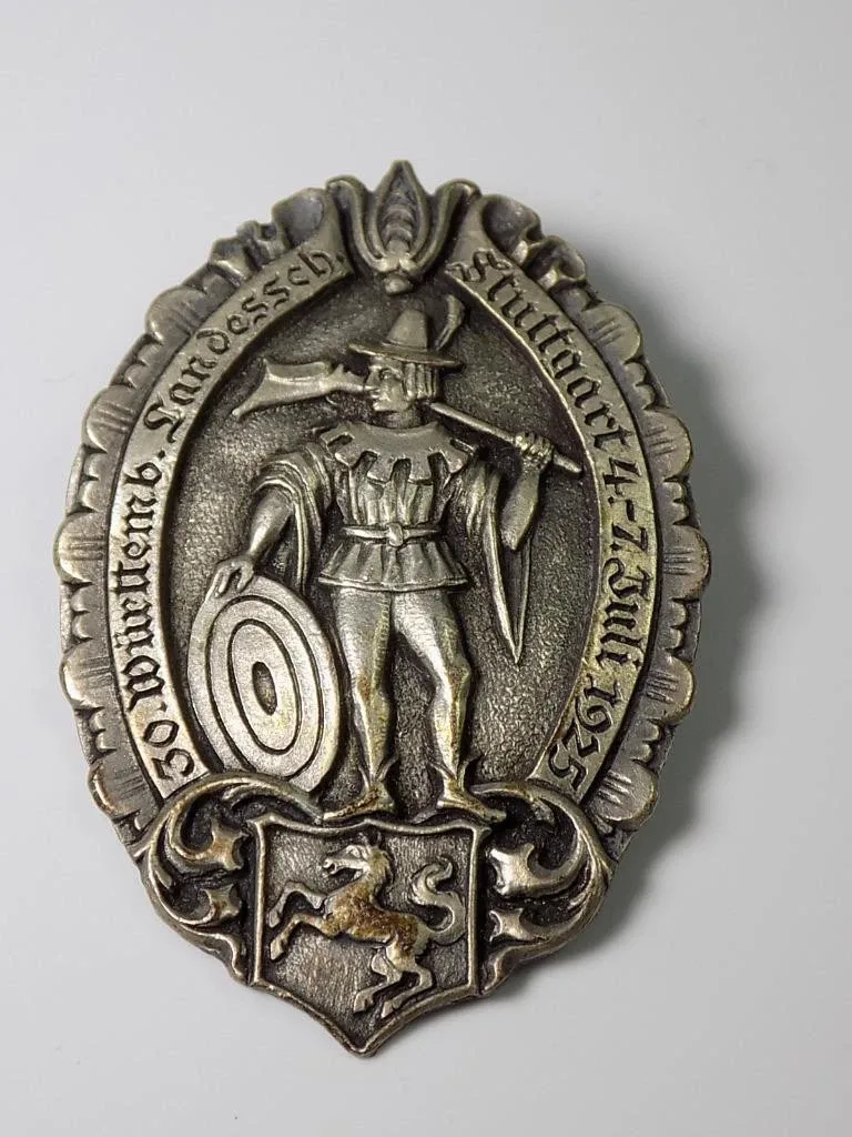 Antikes Abzeichen 30.Württbergisches Landesschiessen Stuttgart 1925 Silber