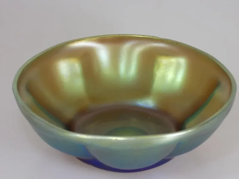Art Deco WMF Myra Glas Schale Irisierend Gelb Blau Bauhaus rare 20.Jhd