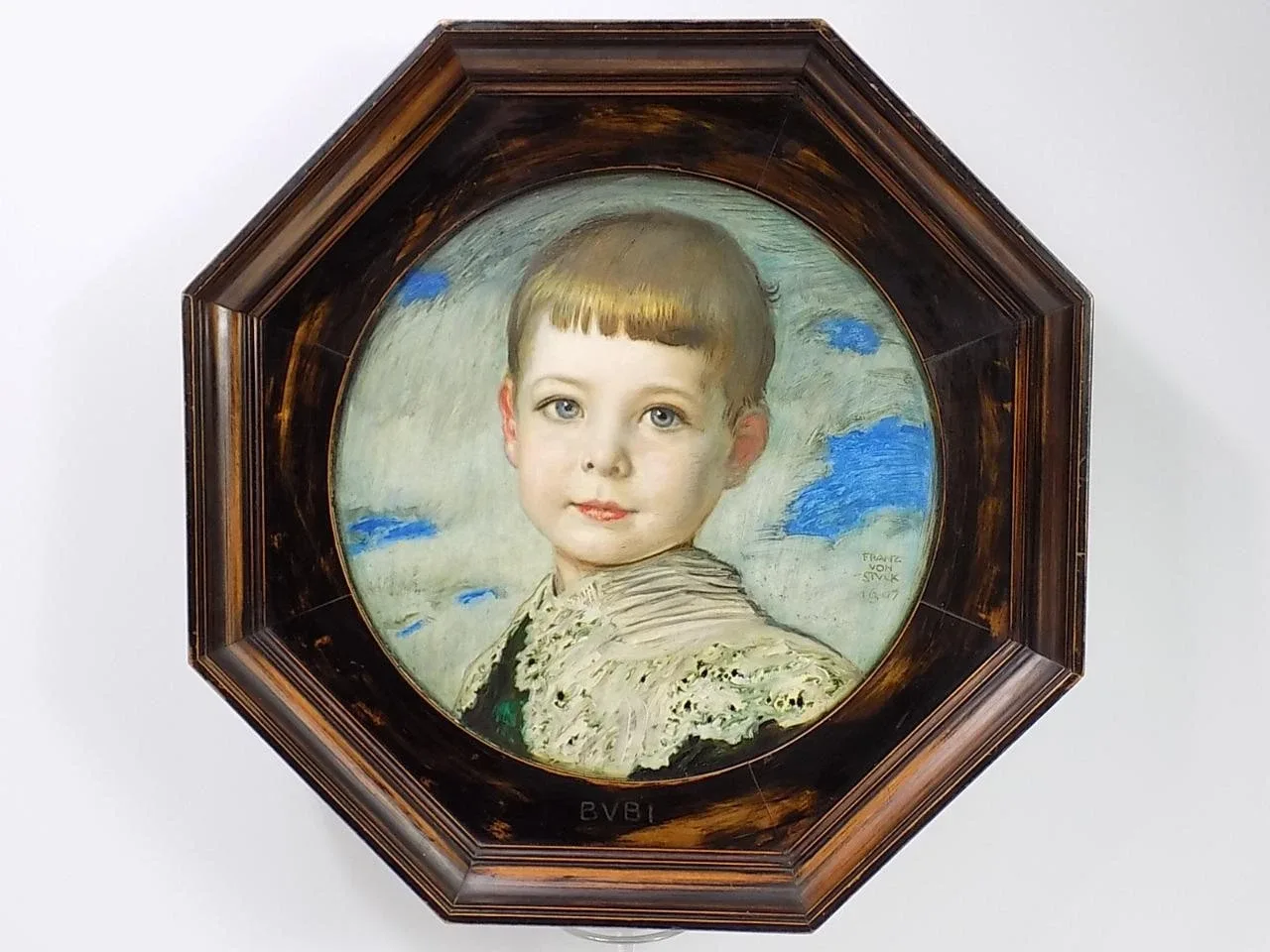 Original Jugendstil Ölgemälde Franz von Stuck Porträt eines Knaben Bubi um 1907