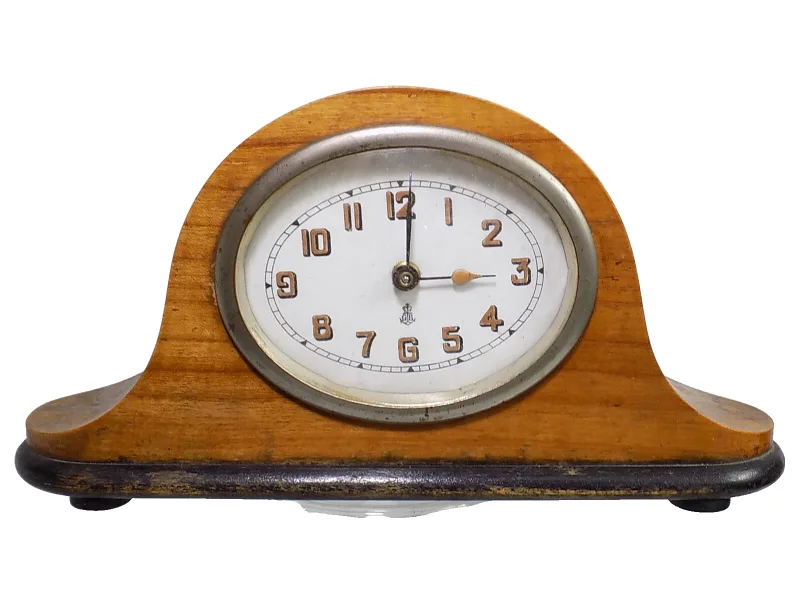 Jugendstil Gustav Becker Tischuhr Weckfunktion Holz Schreibtisch/Kaminuhr 20.Jhd