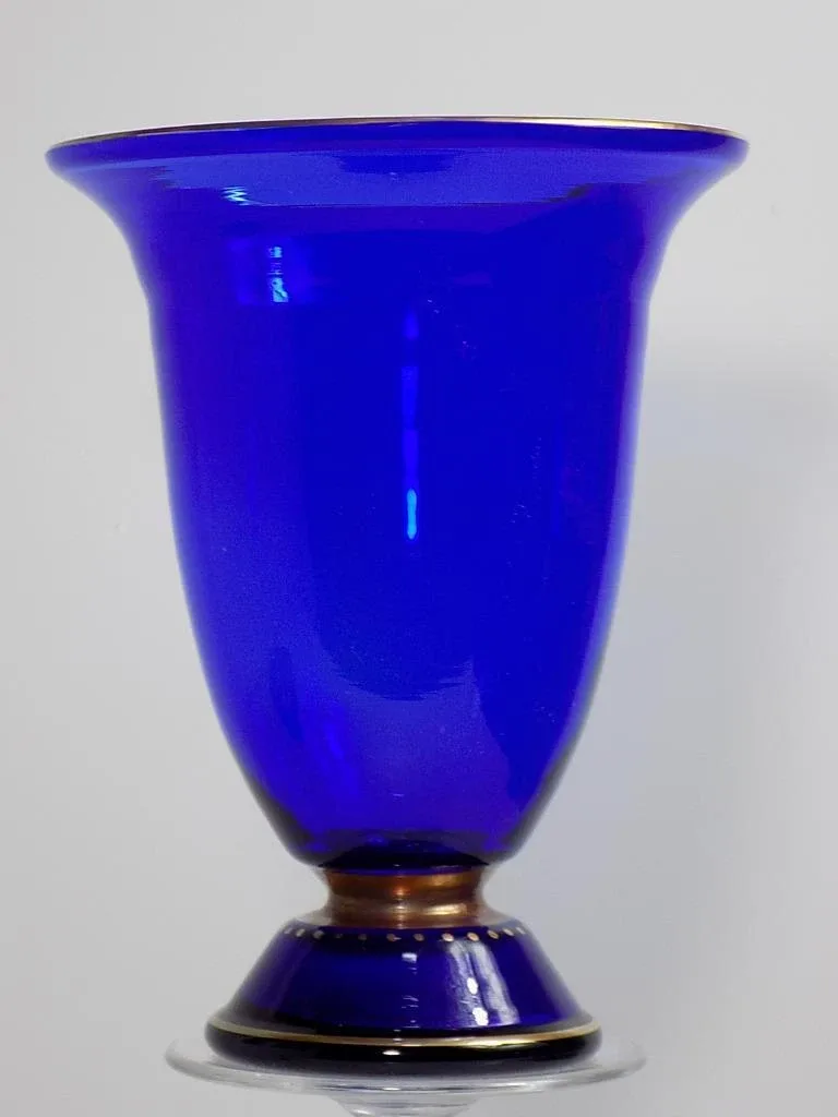 Art Deco Vase Signiert Jean Beck München Blau Irisierend Bauhaus Design