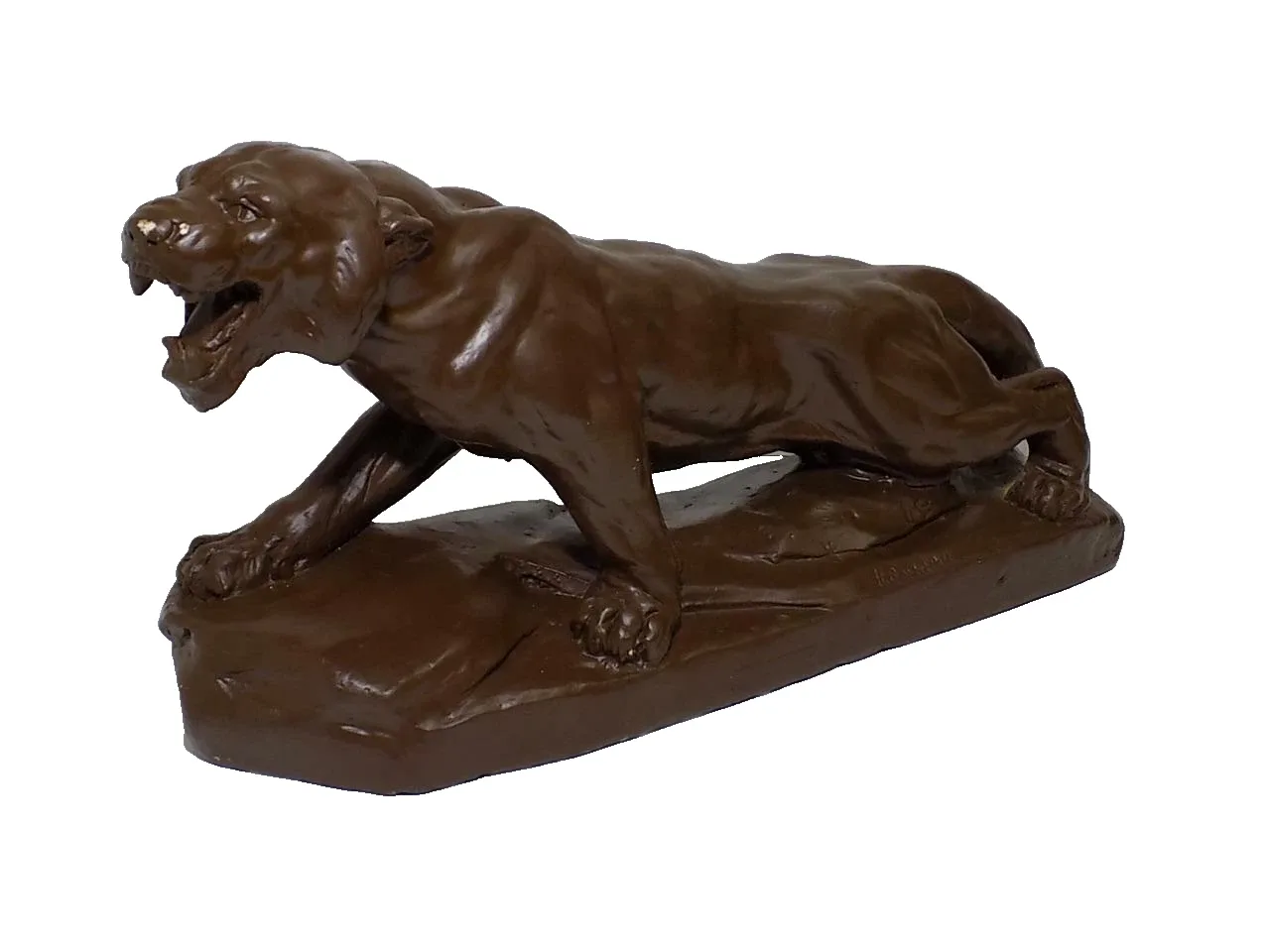 Rare Art Deco Schreitender Tiger Skulptur Sign.Bartelletti Gips bemalt 20.Jhd