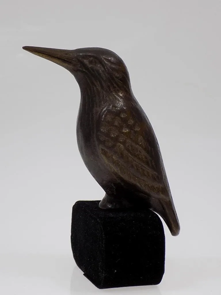 Rare Jugendstil Bronze Vogel sitzend Figur Skulptur Statue Schwer 20 Jhd