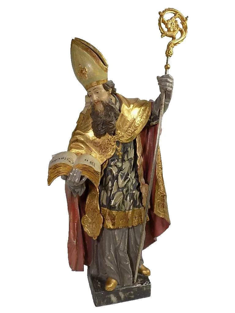 Große Heiligenfigur Hl.Urban Holzfigur Fassung Bemalt Oberammergau Bergmann
