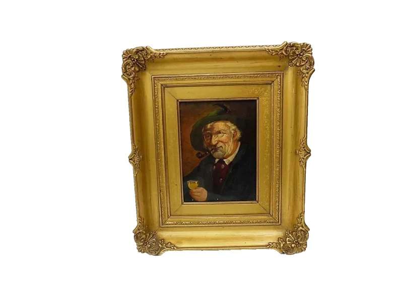 Altes Ölgemälde Portrait eines Pfeifenrauchers Sign. Schmitz 20. Jhd.