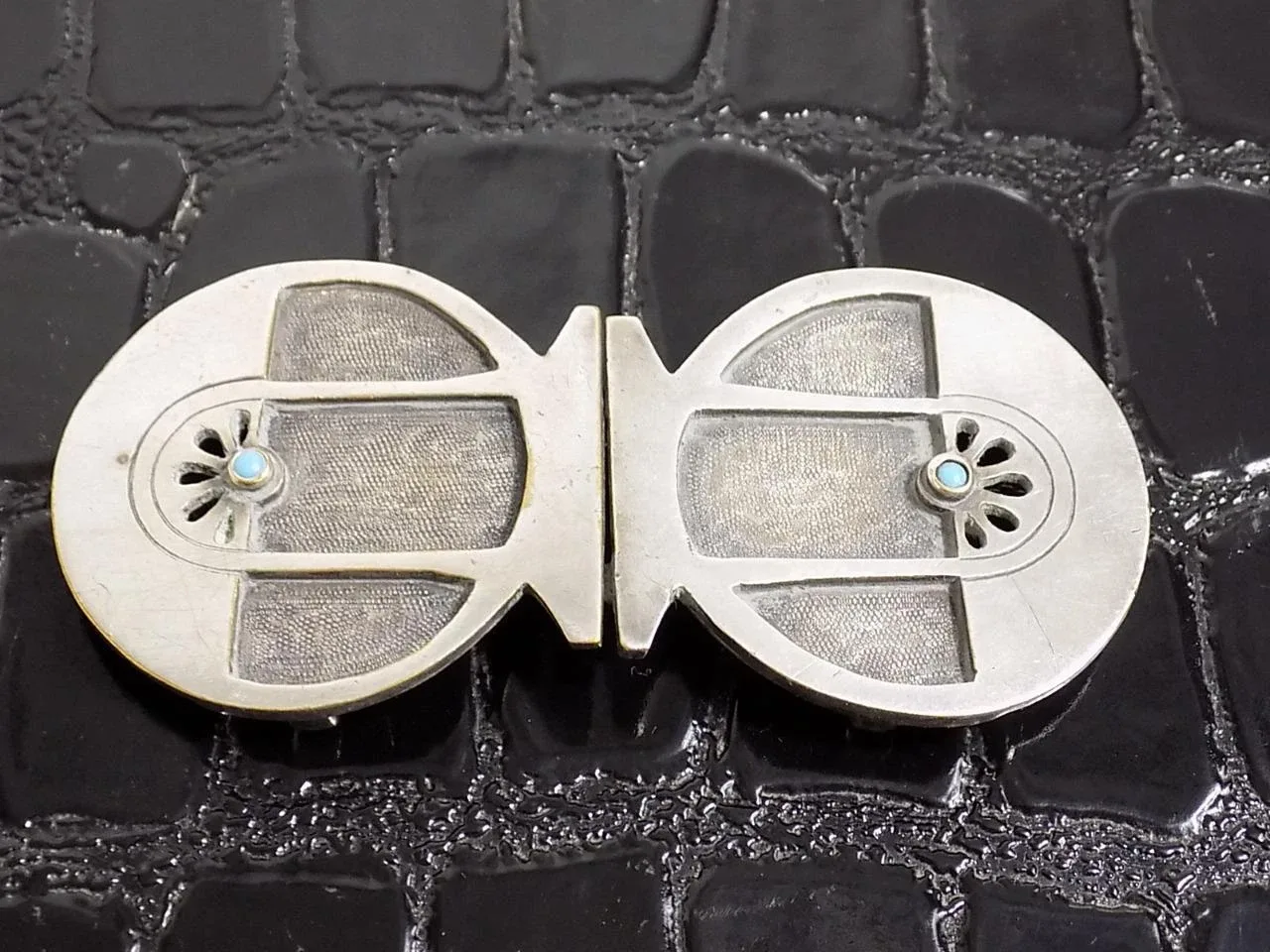 Original Art Deco Gürtelschnalle Peters Floral Gürtelschließe Metall versilbert