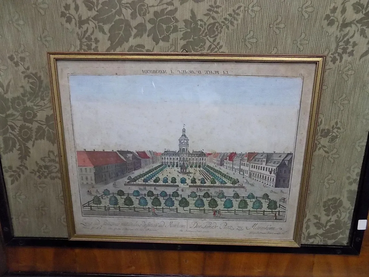 KUPFERSTICH ALTKOLORIERTER DER PARADE PLATZ ZU MANNHEIM BALTHASAR PROBST 18.JHD