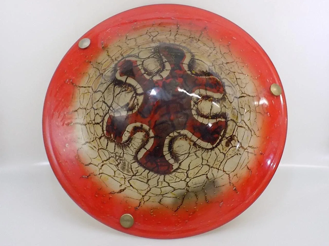 Art déco WMF Ikora Deckenlampe Rot-Braun Craquelen Ø 40 cm Bauhaus Design Top