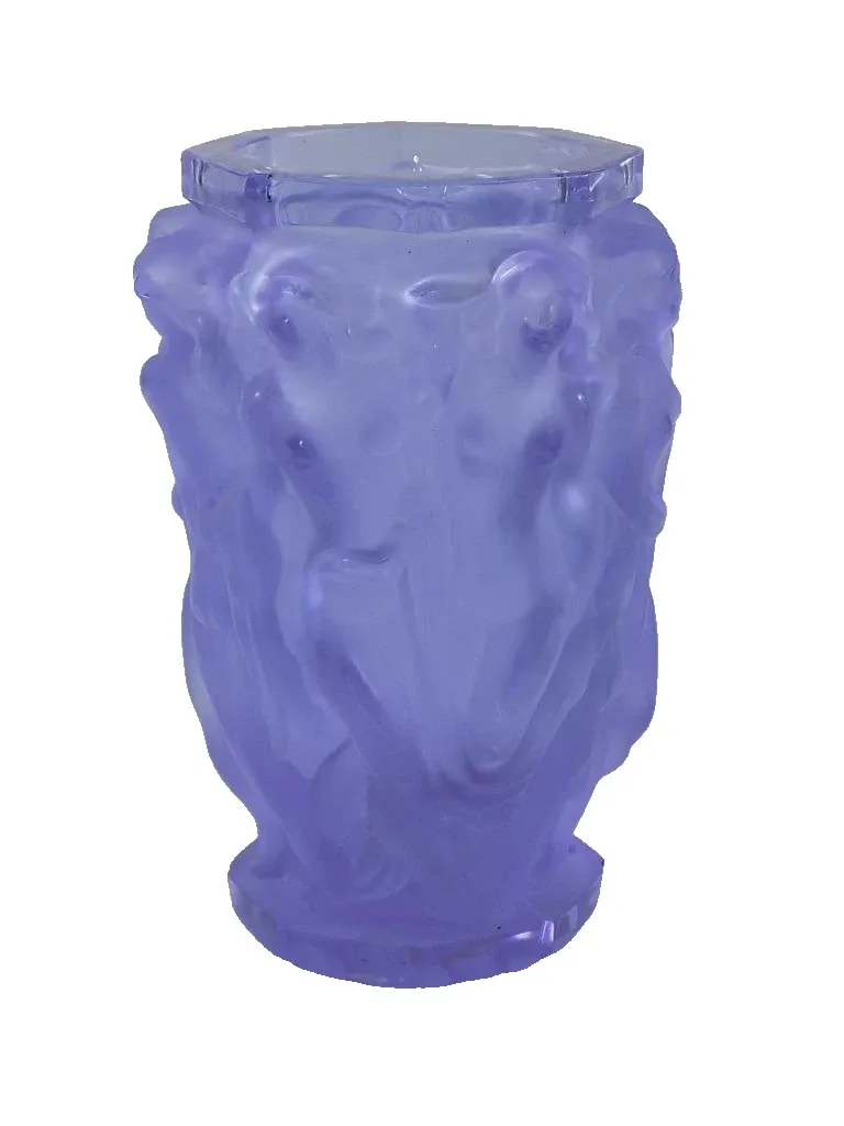 Art Deco Schlevogt Gablonz Böhmen Malachitglas Vase Akt Szenen Jadeglas 20. Jhd
