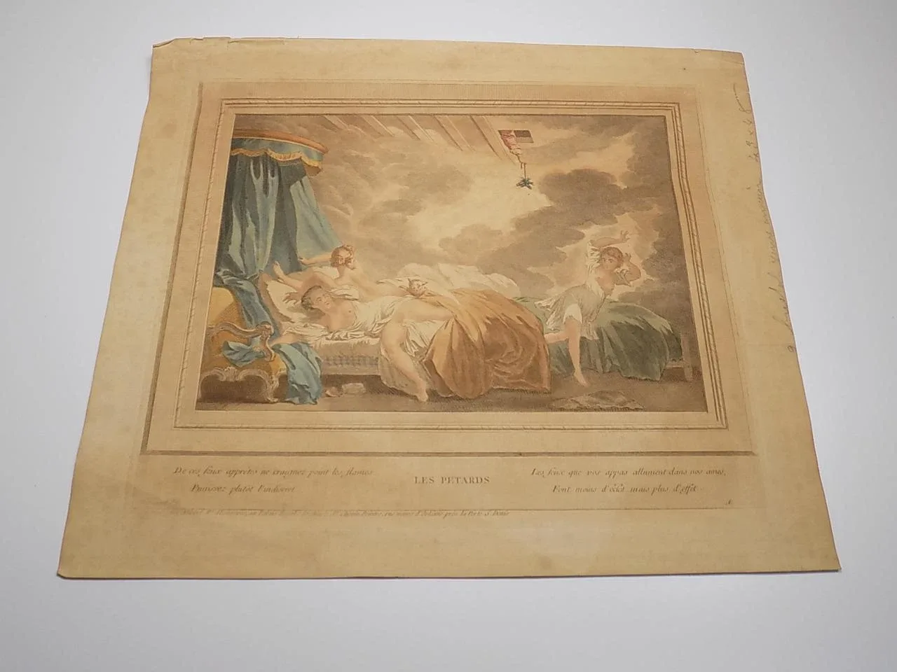 Barock Farbdruck Erotik Akt Zene altkoloriert Jean-Honoré Fragonard Les Petards
