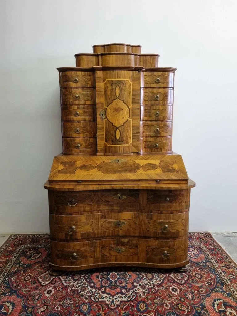 Original Barock Tabernakel Sekretär Intarsien Kugelfüßen Süddeutsch 18.Jhd