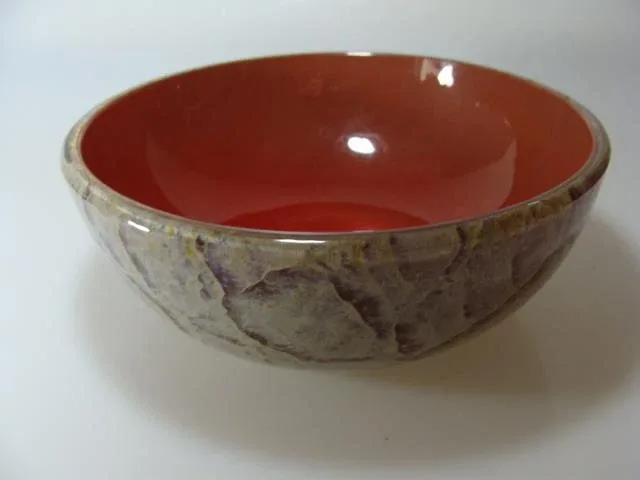 Top Art Deco WMF kleine Tiefe Ikora Schale Rot-weiße Craquele Bauhaus 20.Jhd