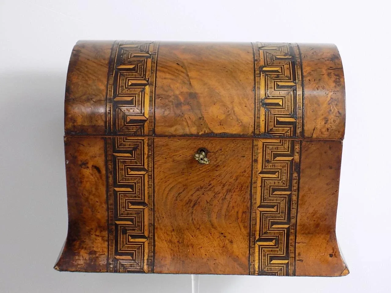 Biedermeier Tunbridge Tea Box England Schatulle Teedose Mahagoni furniert 19.Jhd