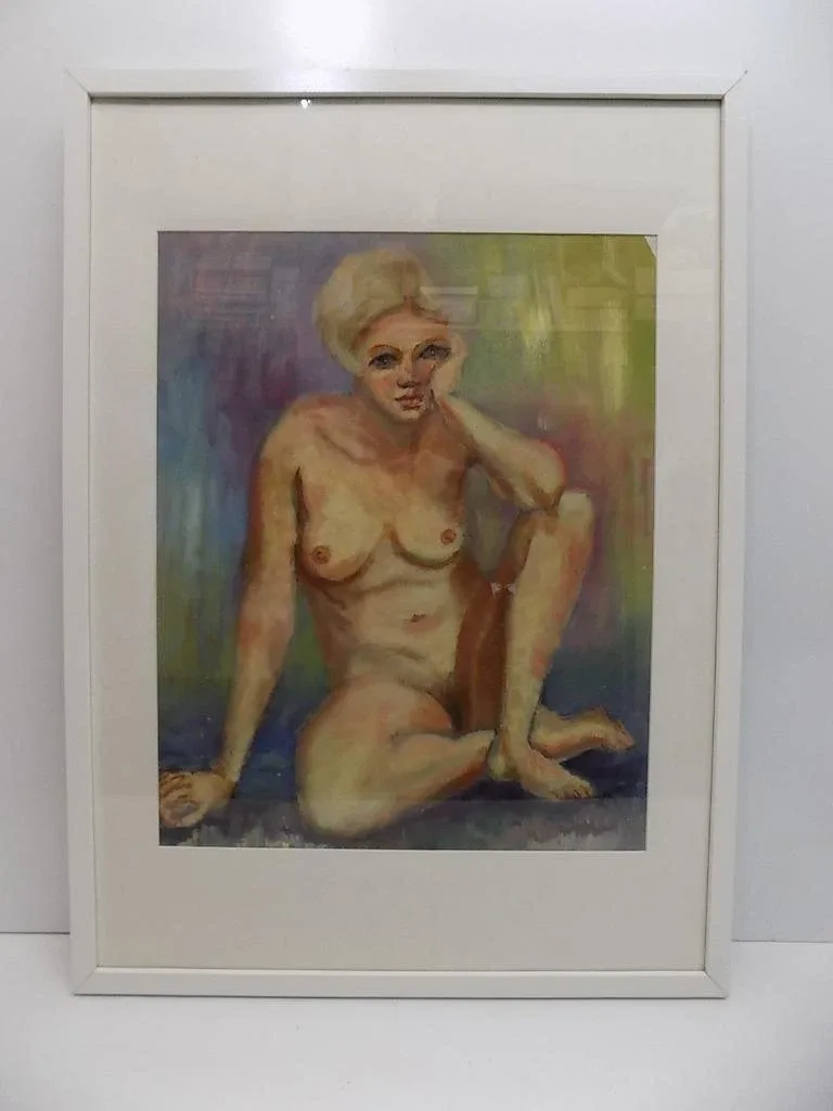 Weiblicher Akt/Nude Gemälde Aquarell/Pastell Rahmen