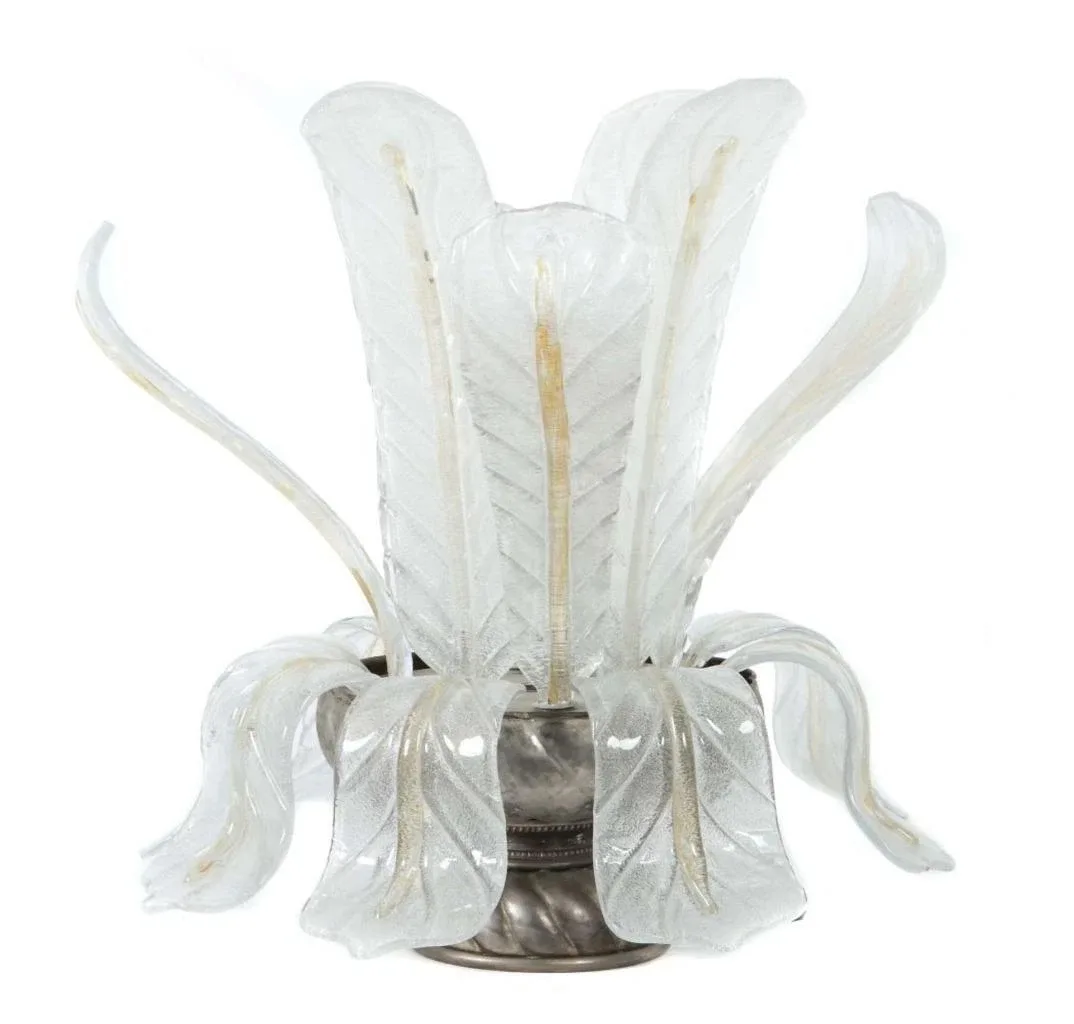 Murano Designer Tischleuchte Barovier & Toso Italien Blüte Glasappliken 1960er