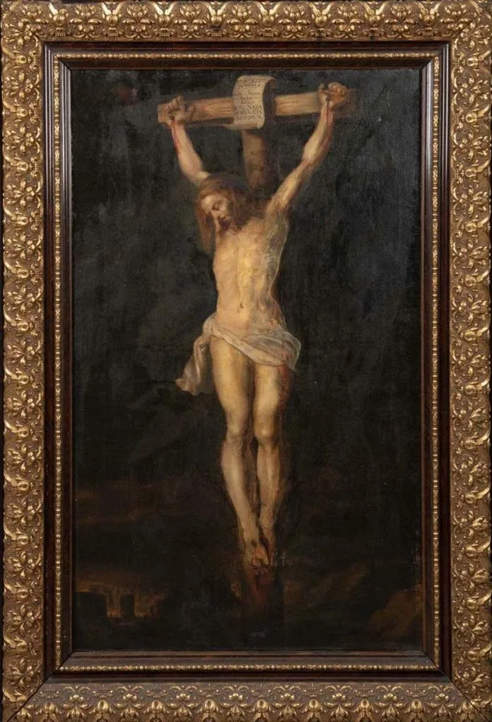 Altmeister Gemälde Christus am Kreuz bez./dat.Thiele 1886 nach Rubens 18/19.Jhd
