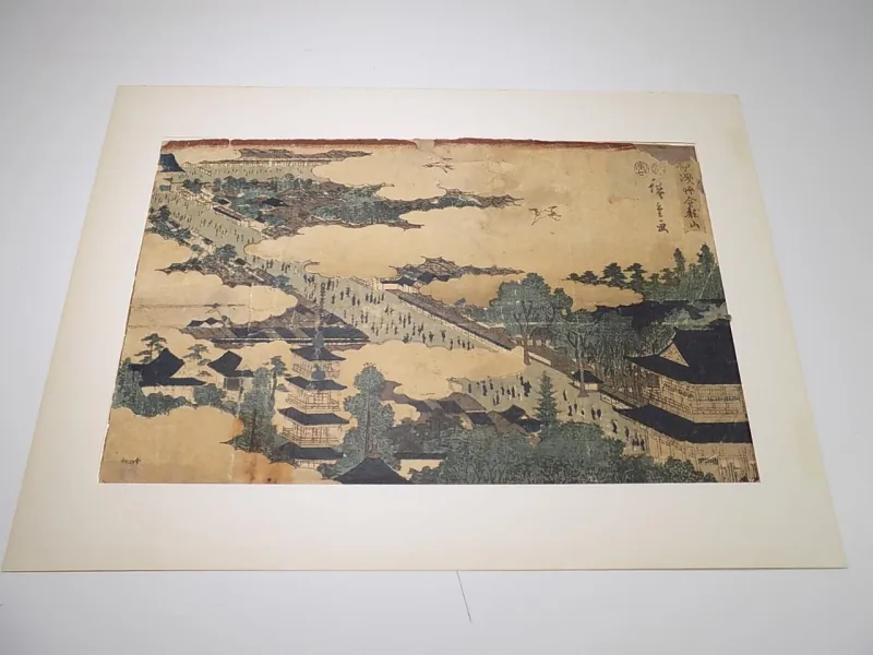 Original kol.Farbholzschnitt Hiroshige Kinryuzan Tempel Japan Asiatika 1797-1858