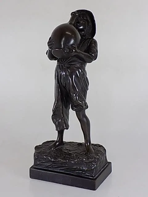 Original Jugendstil WMF Galvanoplastik Bronze Knabe Figur Skulptur 20.Jhd