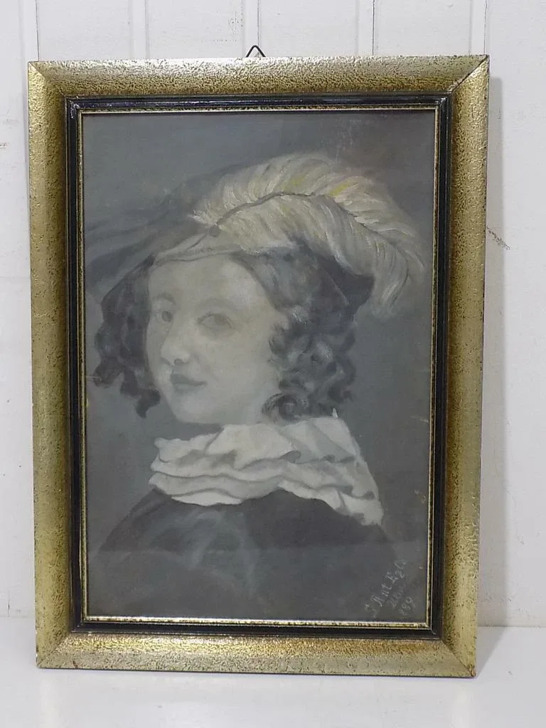 Jugendstil Ölgemälde Portrait Dame Sign.S.Ant.Egle Ulm 1889 Holzrahmen 19.Jhd