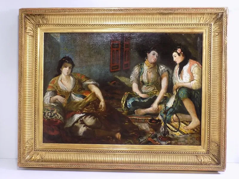 Imposantes Barock Altmeister Ölgemälde Harem Zene Orient Holzrahmen 18.Jhd