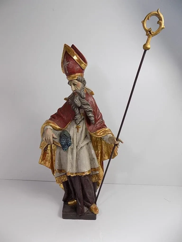 Große Heiligenfigur Hl.Urban Holzfigur Fassung Bemalt Oberammergau