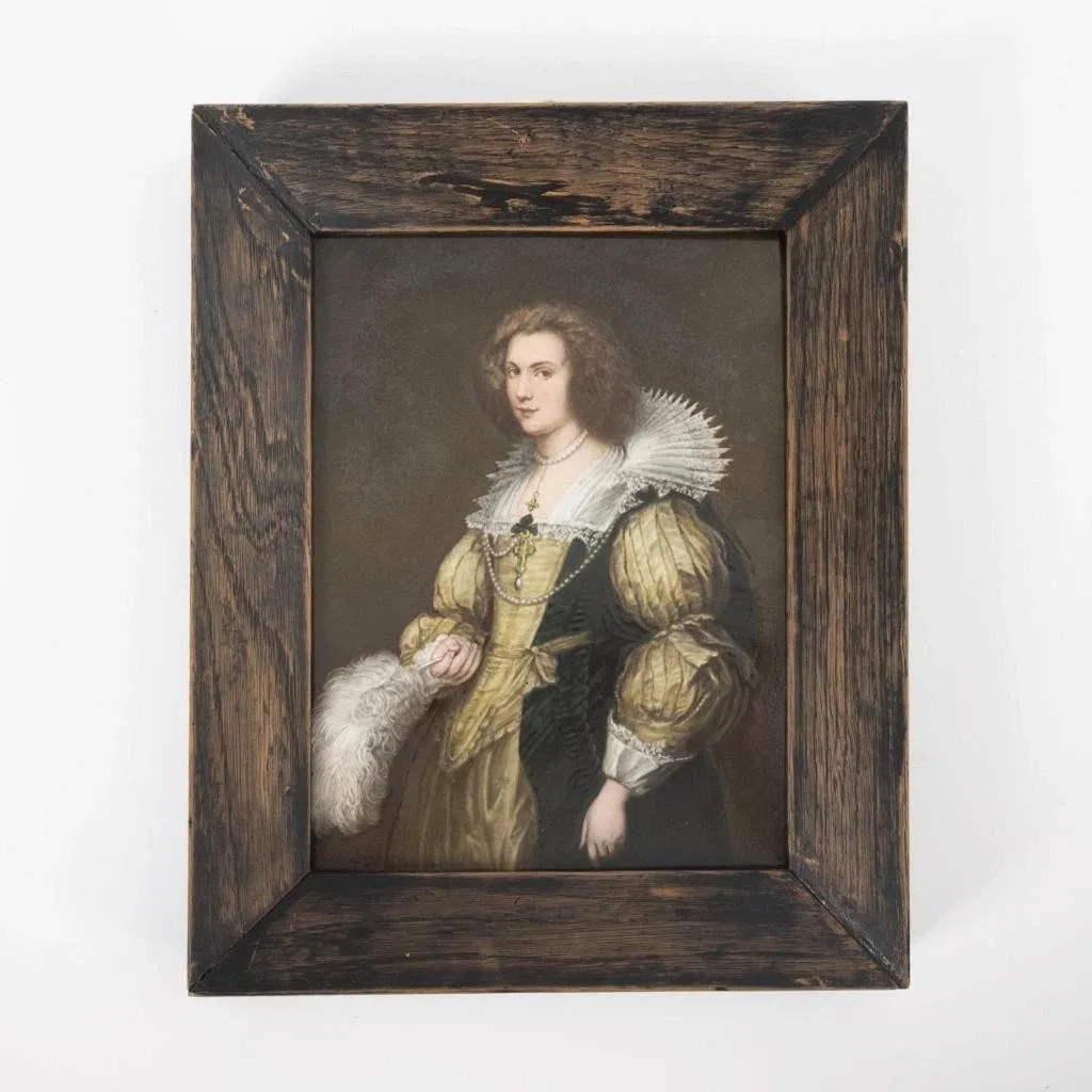 Biedermeier Keramikgemälde Portrait Maria de Tassis polychrome Malerei 19.Jhd