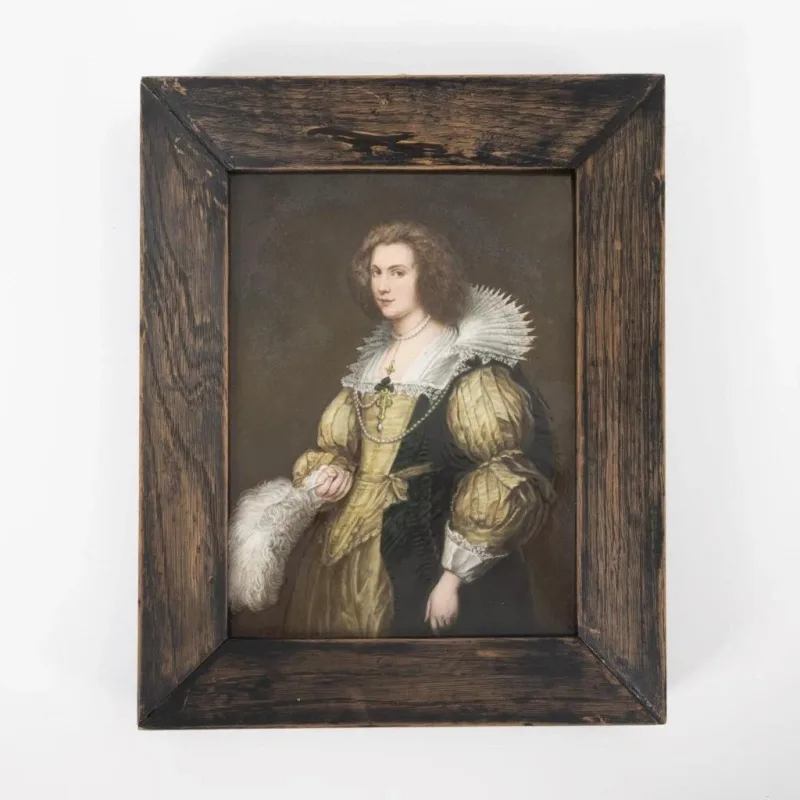 Biedermeier Keramikgemälde Portrait Maria de Tassis polychrome Malerei 19.Jhd