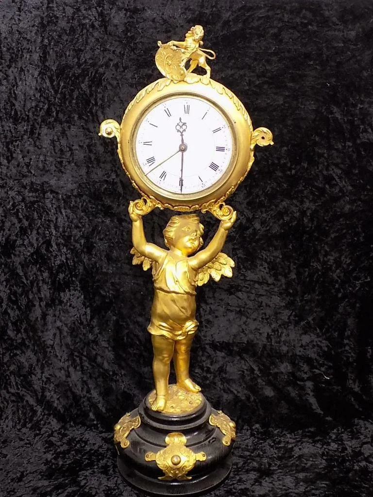 Art Nouveau Lenzkirch Prunkuhr Putte Reich Verziert Messinguhr Kaminuhr 20.Jhd