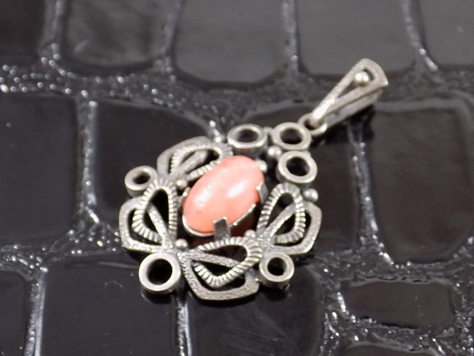 Vintage Anhänger Edelstein Stein Rhodochrosit 835er Silber Antikschmuck Rare