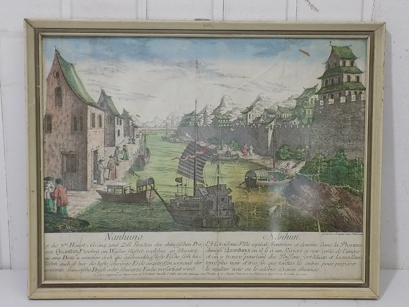 Kupferstich Nanhung China Provinz "Gränz Zoll Stadt" Franz Xaver Habermann 18.JH