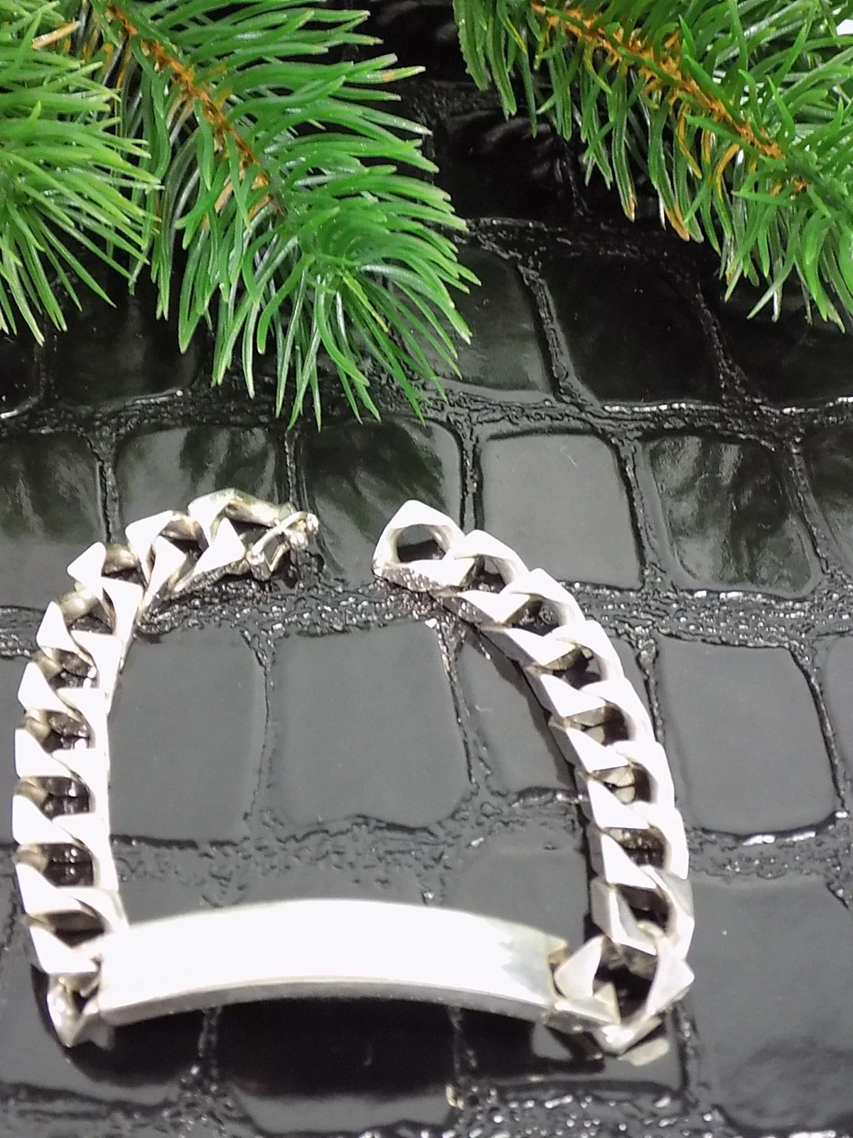Vintage Panzerarmband Gravurplatte massiv 925er Silber unisex bracelet silver