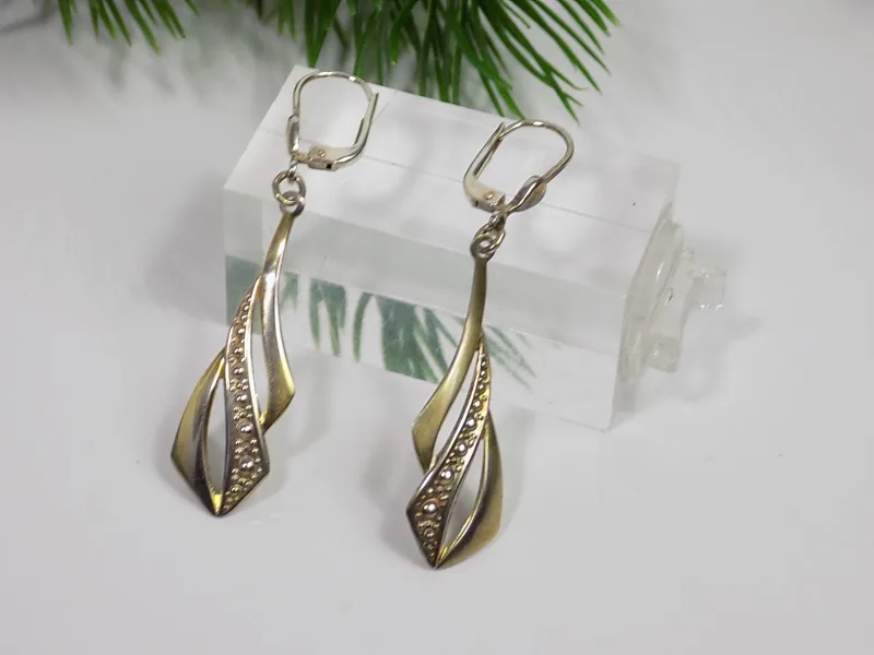 Modern Damen Ohrringe Hängeohrringe 925er Silber vergoldet Desigschmuck