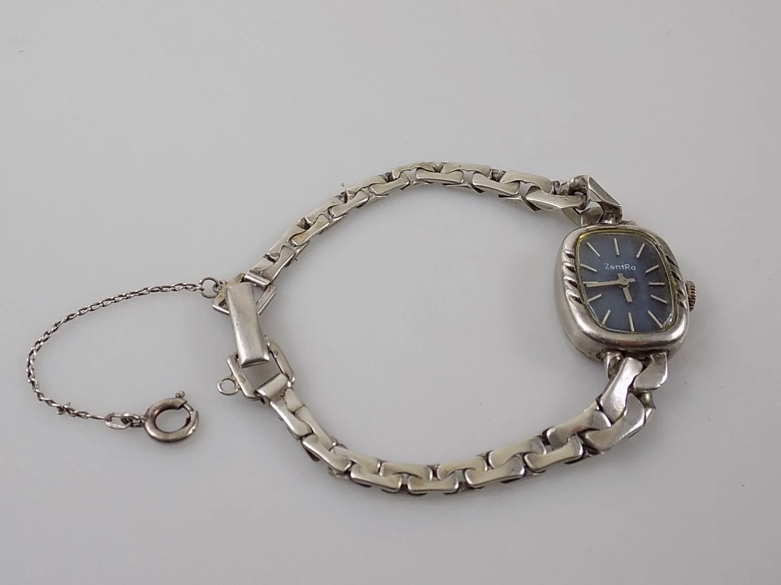 VINTAGE RARE ELEGANTE DAMEN DAU SILBERUHR ZentRa 835er SILBERARMBAND 20.JHD