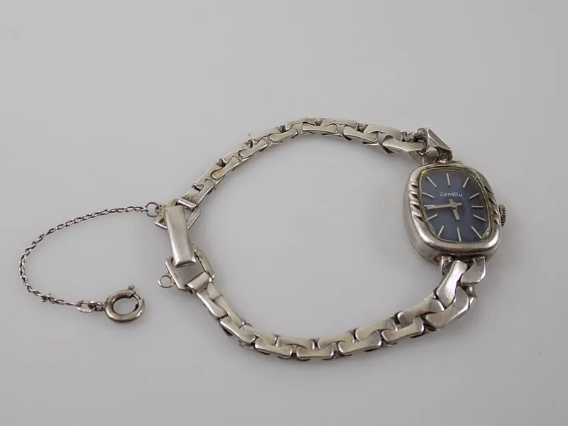 VINTAGE RARE ELEGANTE DAMEN DAU SILBERUHR ZentRa 835er SILBERARMBAND 20.JHD
