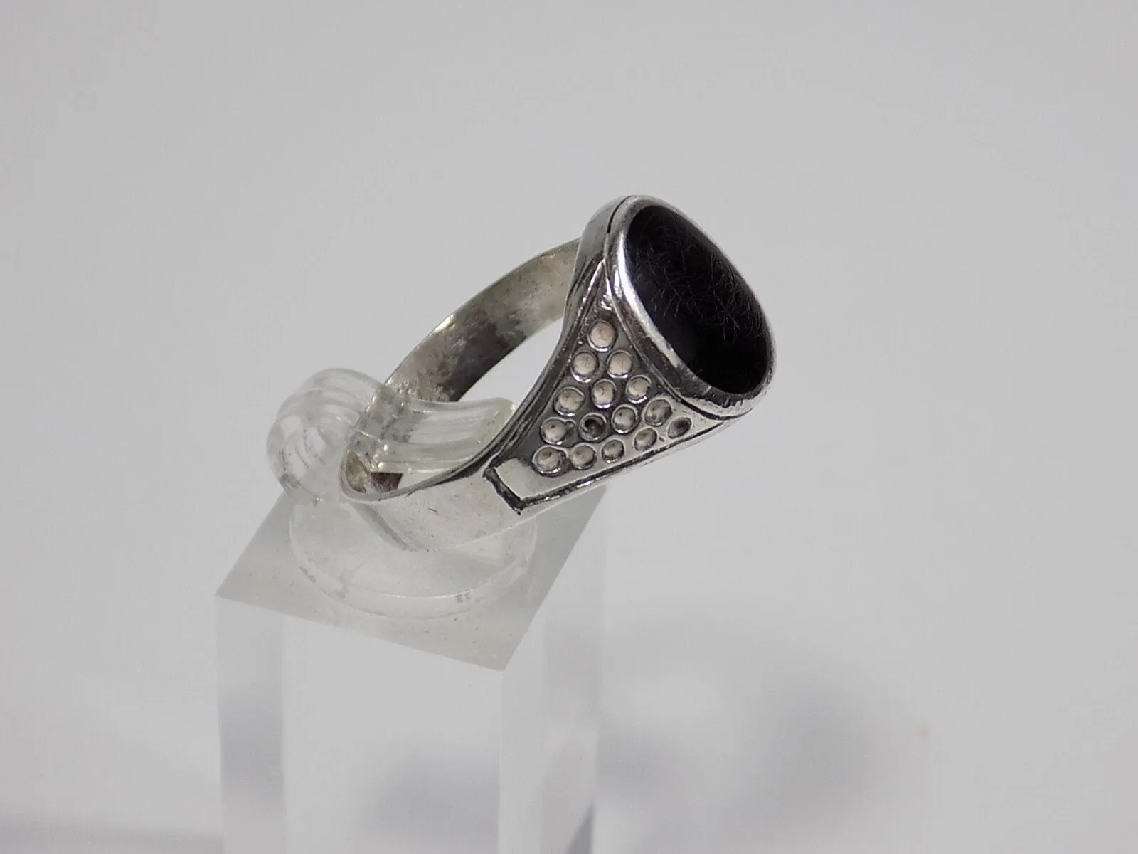 Vintage Herrenring mit Onyx Silber 925er Antikschmuck Silberring