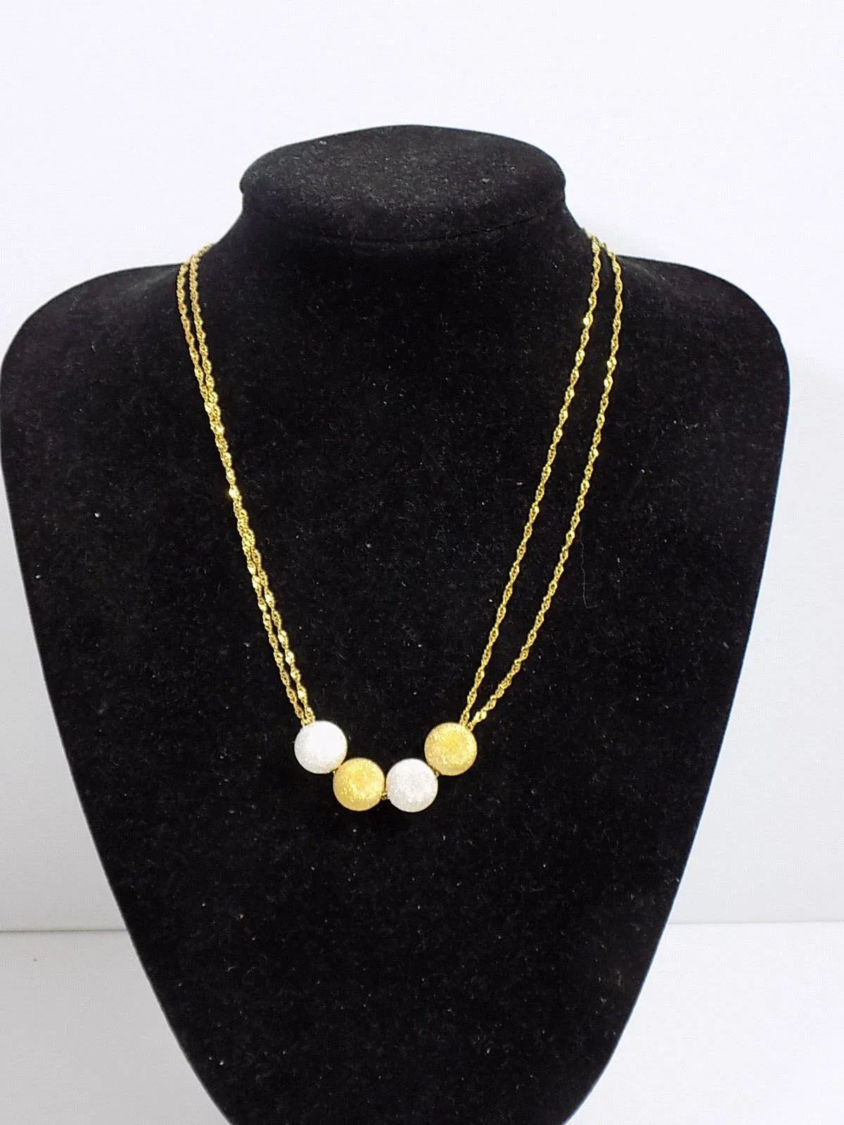 Vintage Moderne edle Damen Kugelkette AG Designschmuck 925er Silber Vergoldet