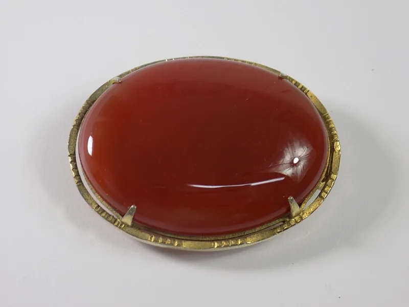 Vintage Charm Accessoires Brosche Anhänger Carneol Edelstein vergoldet