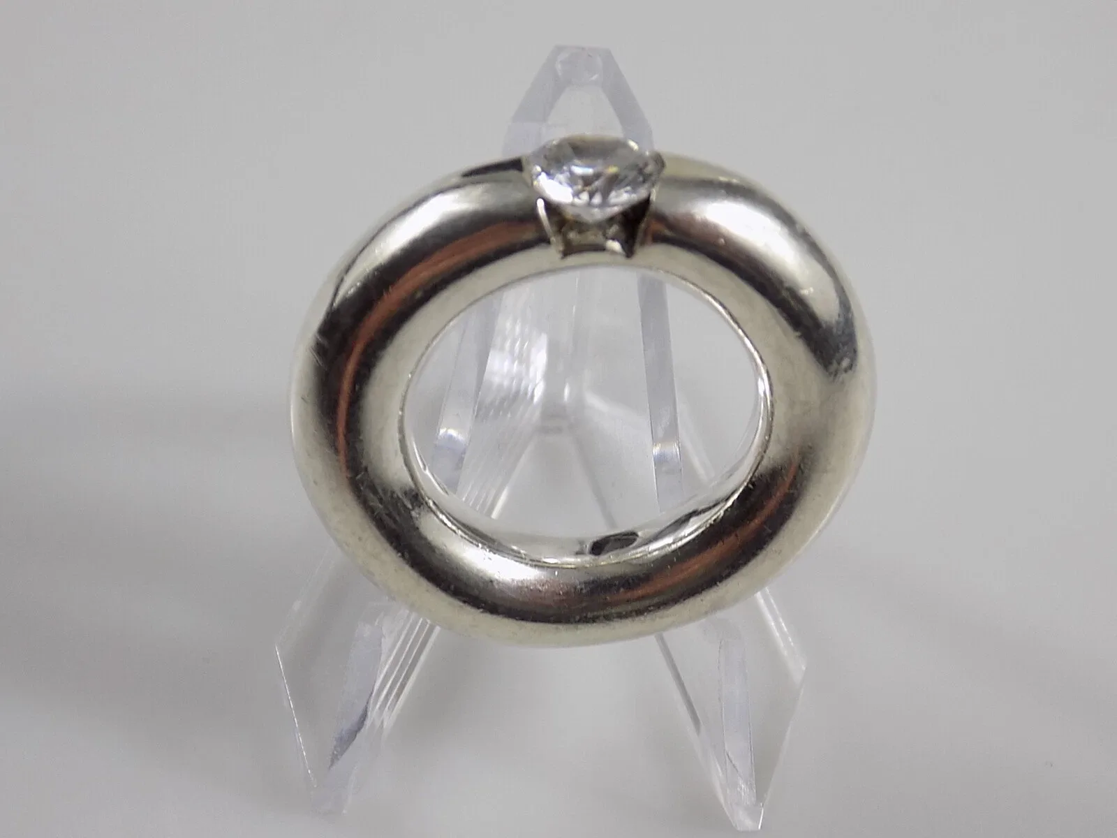 Eleganter Skielka 925er Sterling Silber Ring massiv Zirkonia Stein Designschmuck