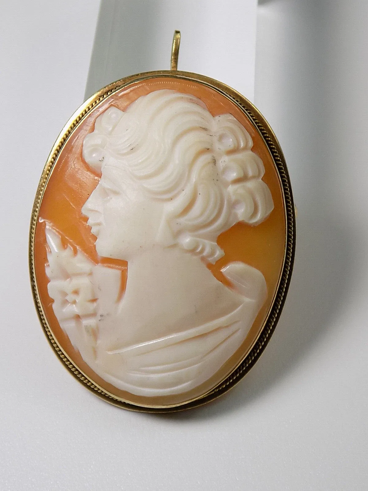 Antike Brosche vintage Gemme Cameo Muschelkamee Damen Portrait 925er Silber