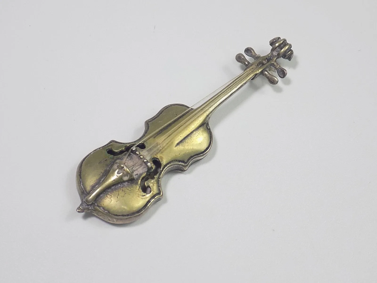 Antike Miniatur Musikinstrument Vitrinenobjekt Geige Violine 800er Silber