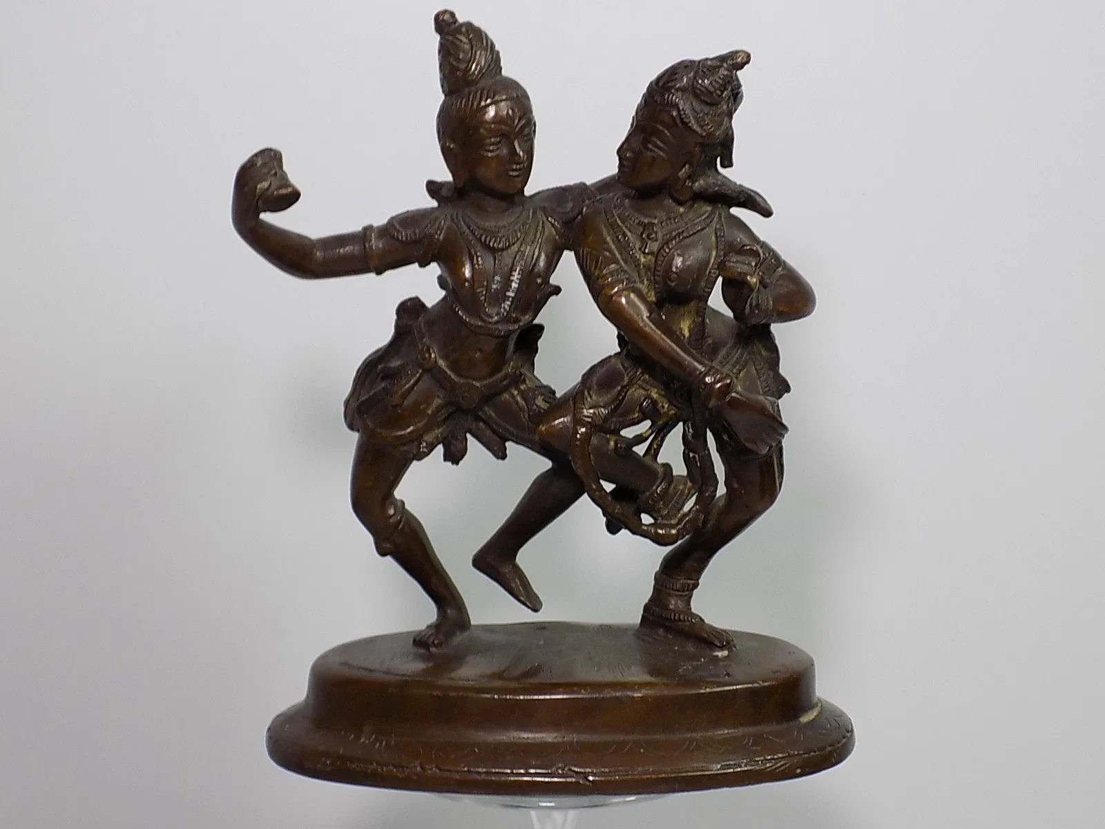Vintage Asien Figur Tanzendes paar Shiva und Parvati Bronze Skulptur 20.JHD