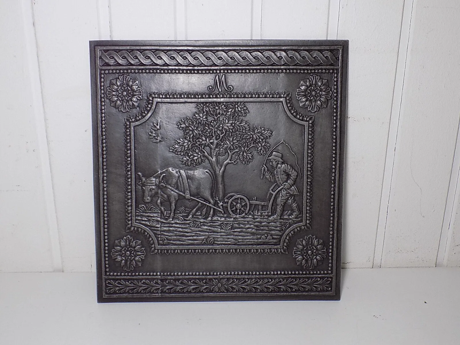 VINTAGE WANDRELIEF BUDERUS BÄUERLICHE ZENE EISENGUß FIGÜRLICH WANDBILD 20.JHD