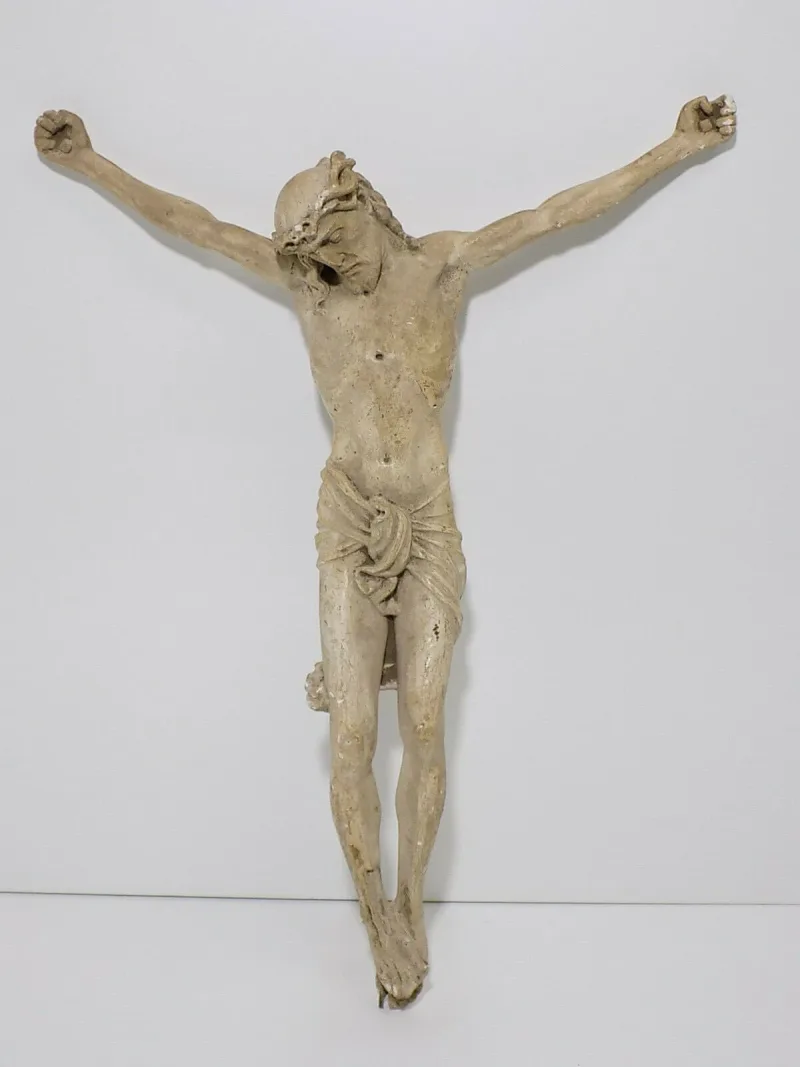 Schöne Sakrale Biedermeier Figur Jesus Christus Steinfassung Korbus 19.JHD