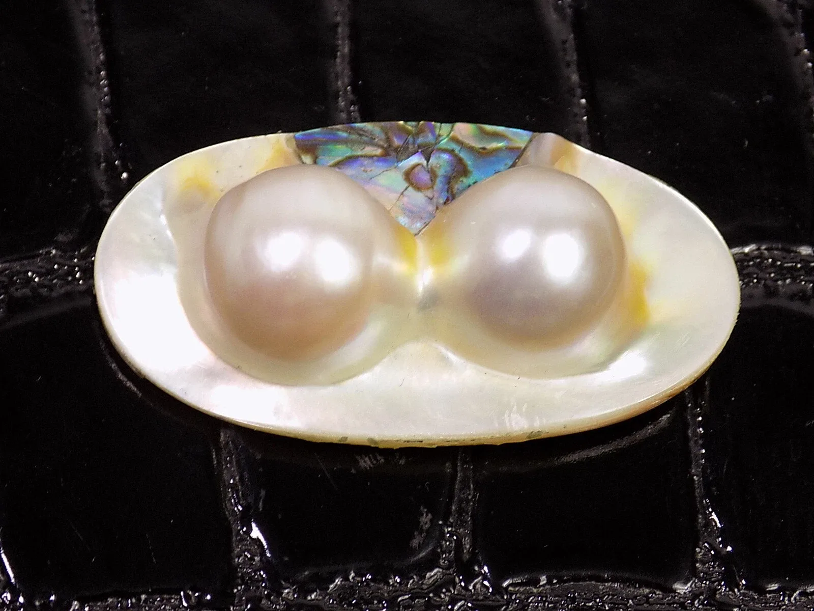 Vintage Mabé Perle Barock Paua Muschel Antikschmuck Jaipur Colour Fernost 20.JHD